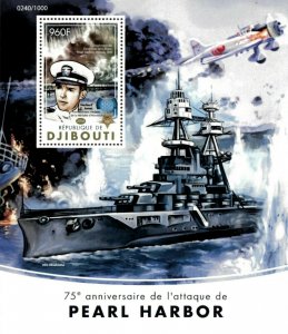 Djibouti 2016 - Attack on Pearl Harbor, World War II - Souvenir Sheet - MNH