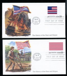 US 3403a-t The Stars and Stripes UA set of 20 Fleetwood cachet FDCs