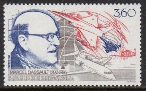 France 1988 Concorde Aircraft Passault VF MNH (2087)