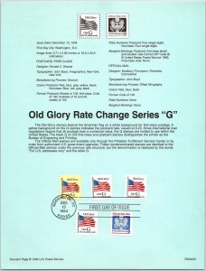 USPS SOUVENIR PAGE OLD GLORY REATE CHANGE SERIES G (4 DIFFERENT) 1994 TYPE C