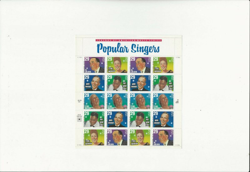 US Stamps/Postage/Sheet Sc #2853a Popular Singers MNH F-VF OG FV 5.80