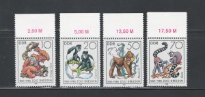 German Democratic Republic 1986 Dresden Zoo Scott # 2542 - 2545 MNH