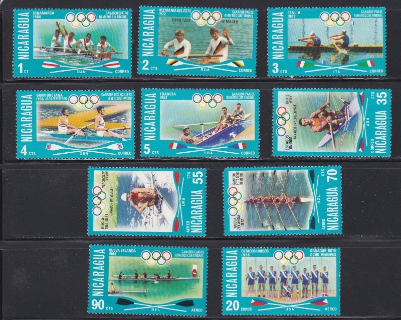 Nicaragua # 1022-1027, C902-905, Olympic Winners, Hinged, 1/3 Cat.