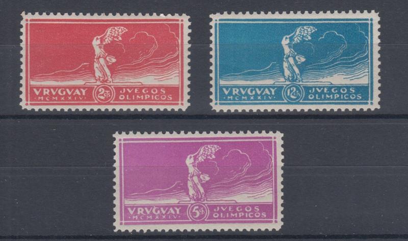 Uruguay Sc 282-284 MNH. 1924 Olympics, cplt set, VF. 