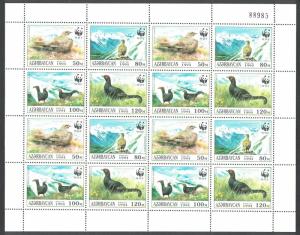 Azerbaijan Birds WWF Caucasian Black Grouse Sheetlet of 4 sets SG#178-181 SC#454