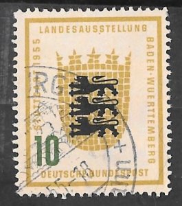 Germany #730 10p Arms of Baden-Wurttemberg (1955) Stamp used F-VF