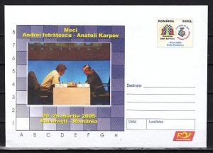 Romania, 2005 issue. A. Kapov Chess Match on a Postal Envelope.