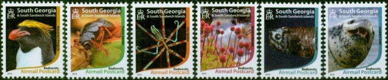 South Georgia 2015 Air Mail Postcard Set of 6 SG656-661 V.F MNH