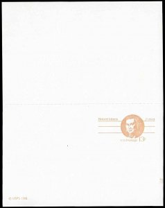 PCBstamps  US UY33 (13c)Robert Morris Postal Reply Card, unused, (1)