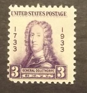 # 726,  3c  General James Edward Oglethorpe, violet, 1933,  MNH (3413) READ