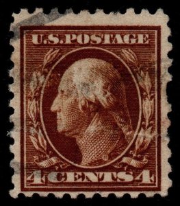 U.S. Scott #465: 1916 4¢ George Washington, Used, F/VF, small tear on right edge