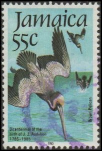 Jamaica 596 - Used - 55c Brown Pelican (1985) (cv $2.35)