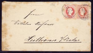 Austria - 1867 5kr PS envelope uprated 5kr 1874 to Germany