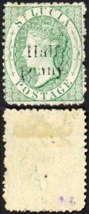 St Lucia SG9 1/2d on (6d) Emerald-green M/M Cat 70 pounds