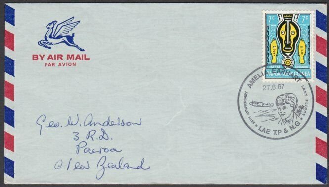 PAPUA NEW GUINEA 1967 cover - Amelia Earhart commem pmk.....................N676