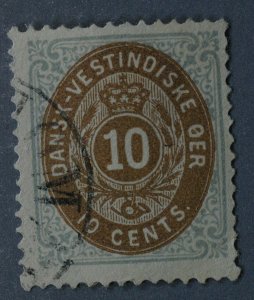 Danish West Indies #10 Used FN Normal Frame Good Color HRM