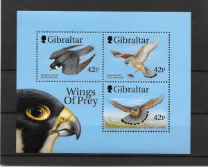GIBRALTAR MNH SOUV SHEET SC#814B WINGS OF PREY SCV$6.25