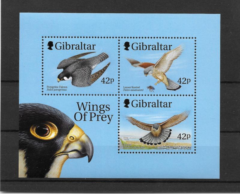 GIBRALTAR MNH SOUV SHEET SC#814B WINGS OF PREY SCV$6.25
