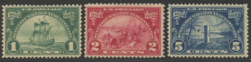 US Sc#614-616 1924 1-5c Huguenot-Walloon Complete Set OG Mint Hinged (Read)