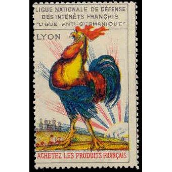 France WWI Women´s Crusade Vignette Lyon Rooster Cinderella  Poster Stamp