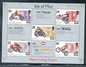 Isle of Man  Sc 566a 1993 Motorcycle Events stamp souvenir sheet mint NH