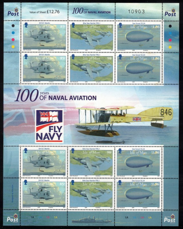 ISLE OF MAN 2009 Naval Aviation Centenary; Sheets Scott 1299-1300; MNH