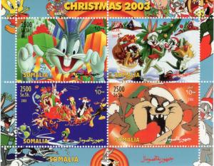 Somalia 2003 Looney Tunes/Disney/Christmas 2003 Sheetlet (4) MNH