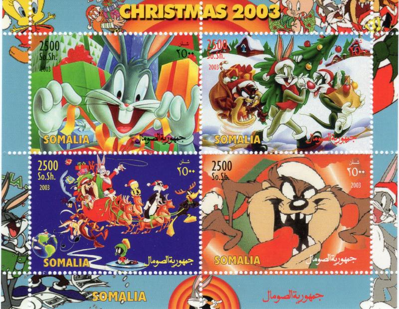 Somalia 2003 Looney Tunes/Disney/Christmas 2003 Sheetlet (4) MNH