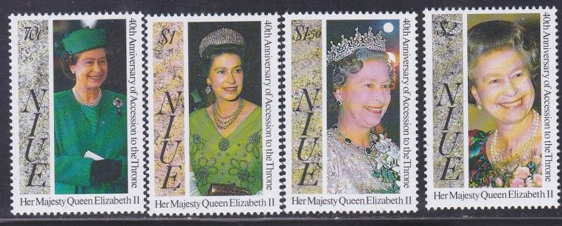 Niue # 647-650, Queen Elizabeth Accession 40th Anniversary, NH, 1/3 Cat