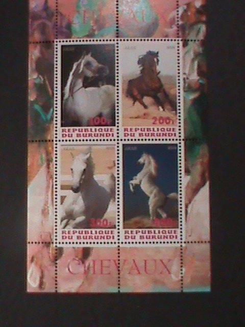 BURUNDI-2009 WORLD FAMOUS COLORFUL BEAUTIFUL LOVELY HORSES MNH SHEET -VF