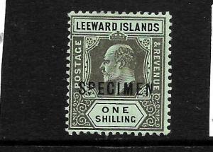 LEEWARD ISLANDS 1907   1/-  KEV11     MH  SPECIMEN  SG 43s
