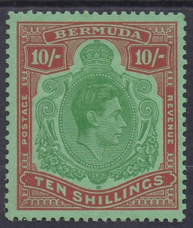 BERMUDA 1938 KGVI 10/- PERF 13 