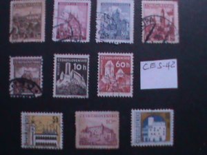 ​CZECHOSLOVAKIA 10 DIFFERENTS-FAMOUS BUILDINGS -USED STAMPS- VERY FINE-CES-42