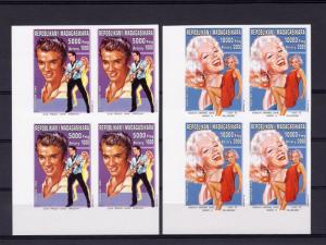 Madagascar 1995 Sc#1295/1298 Elvis Presley/Marilyn Monroe Block 4 IMPERFORATED