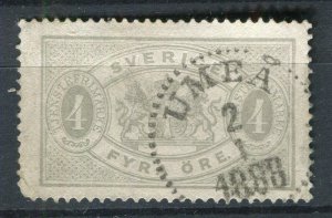 SWEDEN; 1880s early classic Official issue used 4ore. value fair Postmark