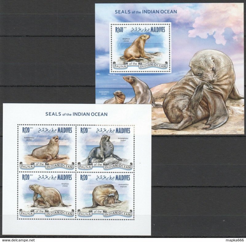 2013 Maldives Marine Life Animals Seals Of The Indian Ocean Kb+Bl ** Ml623