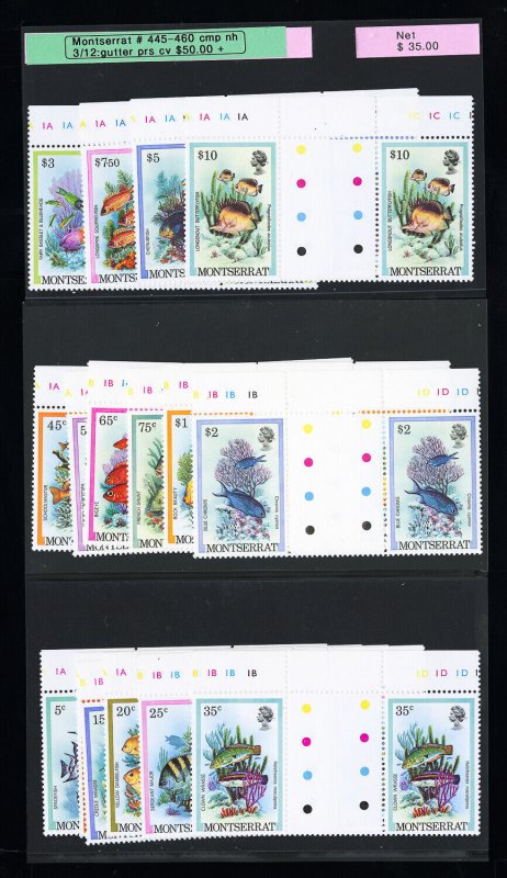 Montserrat Stamps # 445-60 MNH XF Gutter Pairs Scott Value $50.00