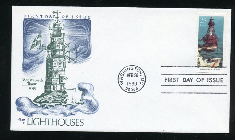 US 2473 Historic Lighthouses Bklt - American Shoals UA Marg cachet FDC 