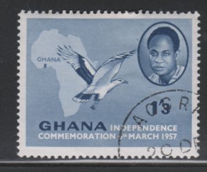 Ghana 4 Kwame Nkrumah, Map and Palm-nut Vulture 1957