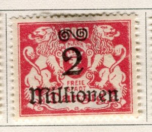 GERMAN DANZIG; 1923 early surcharged Postage due issue Mint hinged 2Mill.