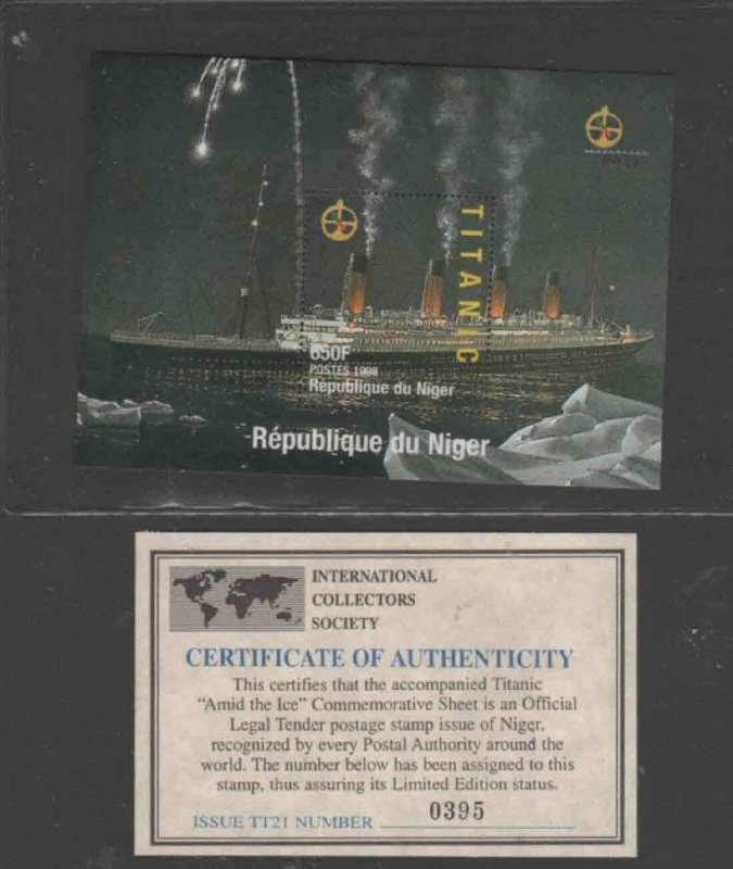 NIGER 1998 TITANIC MINT VF NH O.G S/S W/CERT (3NI) bb 