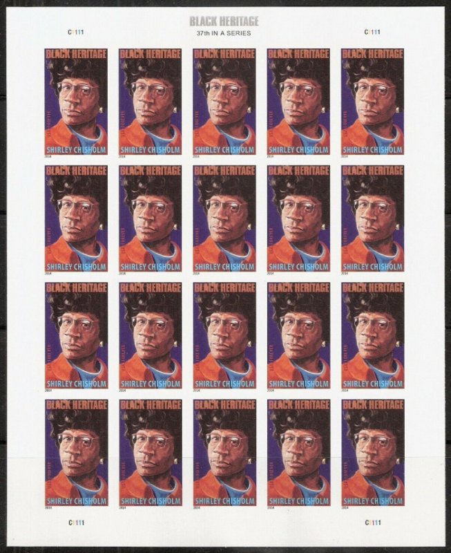 MALACK 4856 VF/XF NH, Shirley Chisholm Sheet, rich c..MORE.. sheet4856