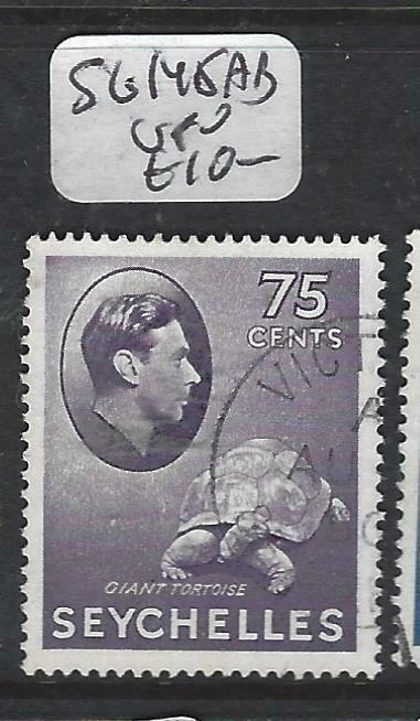 SEYCHELLES  (PP2905B)  KGVI  75C TURTLE  SG  145AB   VFU