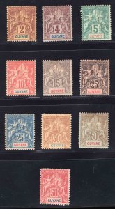 MOMEN: FRENCH COLONIES GUIANA SC #33-35,38,40,42-44,46-47 MINT OG H LOT #65873