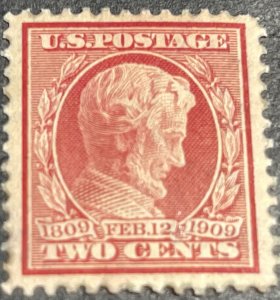 U.S. # 367-MINT/NEVER HINGED---SINGLE---CARMINE---1909(LOTA)