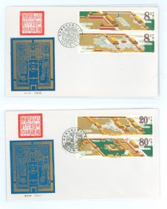 China (PRC) 2012-2015 1985 Palace museum/60th anniversary of its founding set of four on two unaddressed first day covers with m