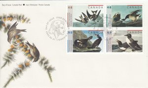 Canada 2003 FDC Scott #1982a Block of 4 48c Audubon Birds