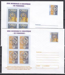 Romania, 2001 issue. 032-33/2001. Scouting on 2 Postal Envelopes.^