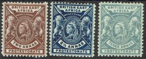BRITISH EAST AFRICA 1896 QV LIONS 2A 21/2A AND 3A