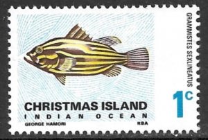 CHRISTMAS ISLAND 1968-70 1c Golden Stripped Grouper Issue Sc 22 MH